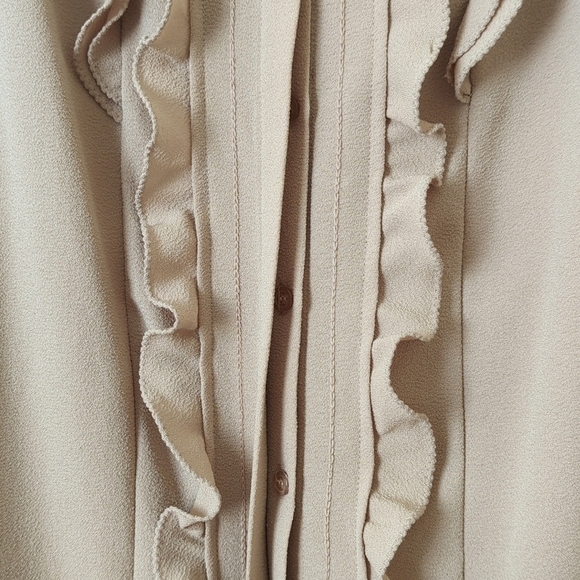 Esley Boho Lightweight Ruffled Button Down Sleeveless Tank Mini Dress Tan Small - Picture 5 of 12